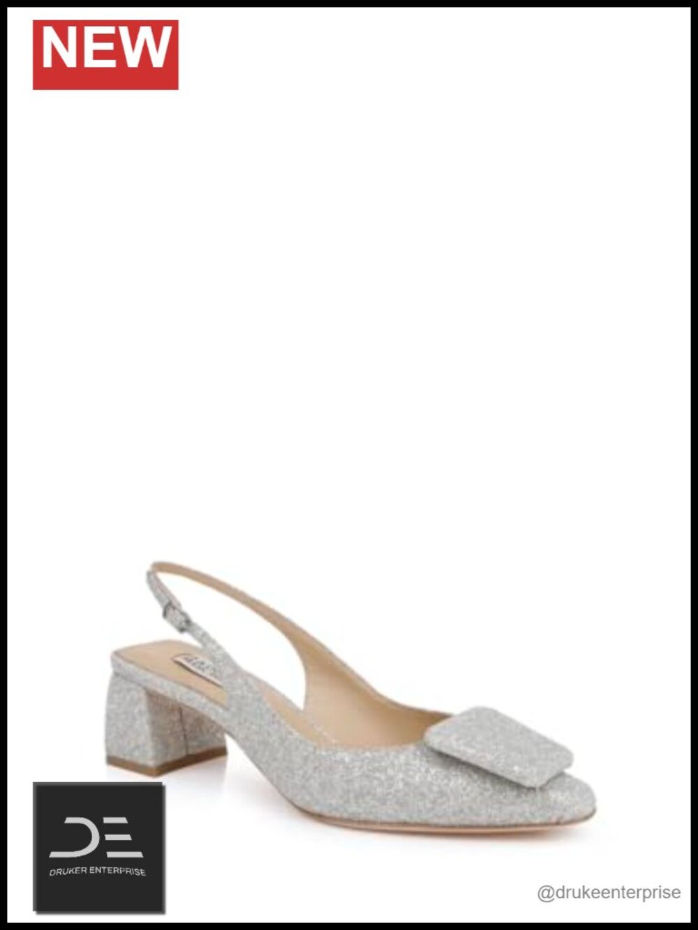 Badgley Mischka Gracen Block Heel Slingback Pumps Square Toe Evening Shoes